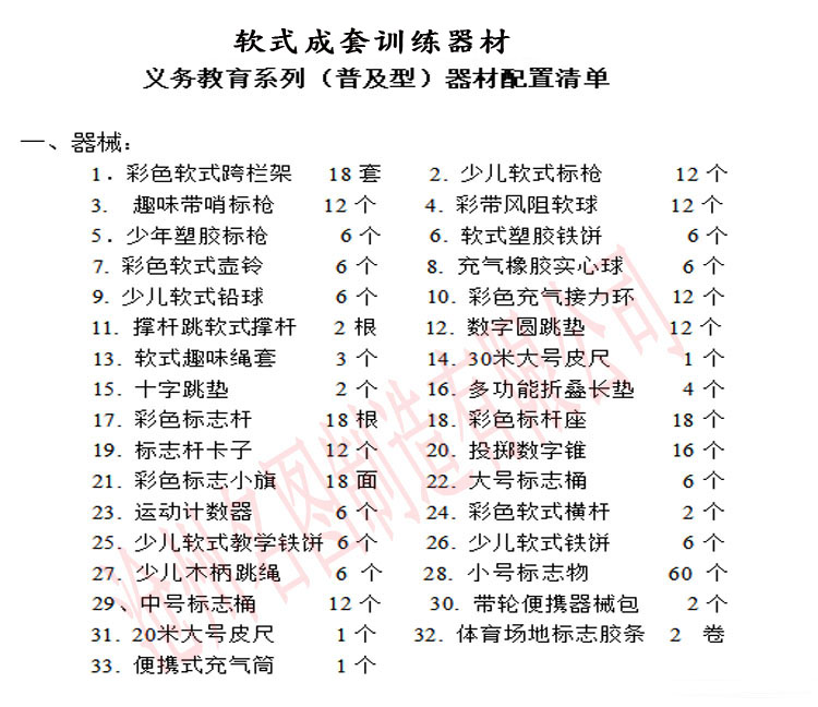 软式器材的配置清单？(图1)